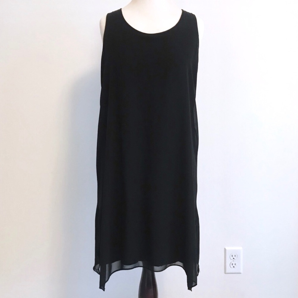 Layered Black Sleeveless Shift Dress Size 6